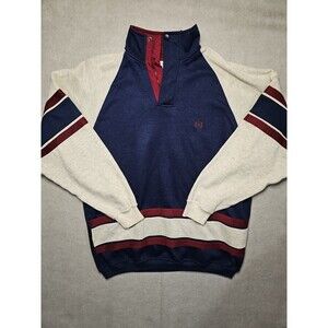 Bugle Boy 1/4 Zip Up Fleece Jacket Men’s Size L Y2K Red White Blue Long Sleeve